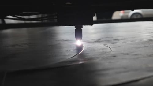 Plasma Cutting of Metal Plate with a Cnc Modern Technologies with High Precision Laser Cutter in