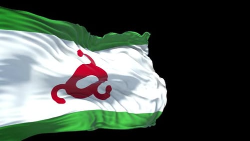 Realistic Waving Flag of Ingush Republic with Alpha Channel