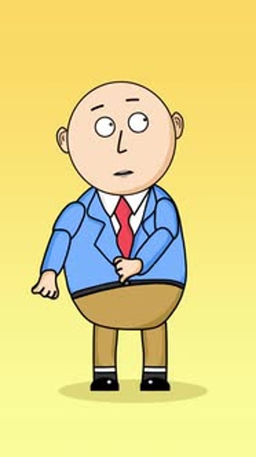 Nervous Bald Cartoon Man Fidgeting Character Animation