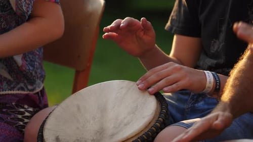 Musican Play On The Drum wih Hands