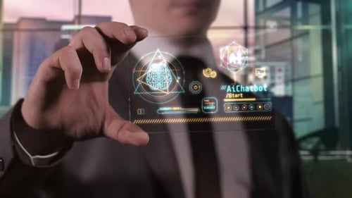 Gadget Of The Future With Infographics About Artificial Intelligence