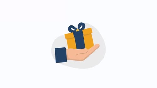 Animated Flat Design Hand Holding Gift Box