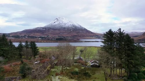 Aerial View of the Dunlewy Ghost Town in County Donegal Ireland