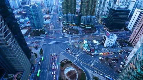 Time lapse Traffic of Gangnam City Skyscaper in Seoul,South Korea