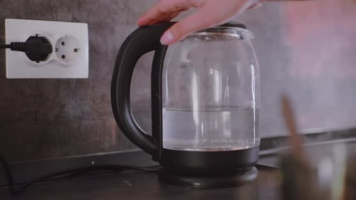 Boiling Water in a Glass Electric Kettle