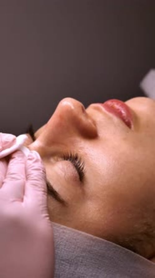Cleansing Skin of a Woman's Face Closeup
