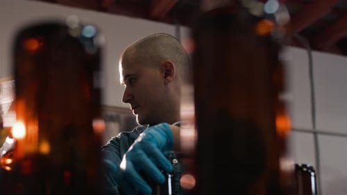 Man Working at Cider Production Factory