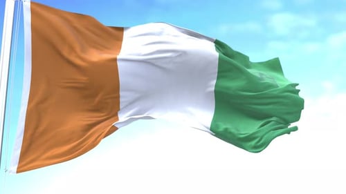 Waving Flag of Côte d'Ivoire with Realistic Cloth Simulation
