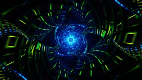 Imágenes hipnóticas de un vibrante patrón de neón sin fisuras en un fascinante bucle de VJ