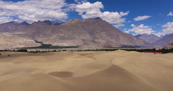 Scenic Aerial View of Katpana Cold Desert Sand Dunes on Summer Day in ...