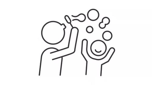 Animation linéaire de soufflez des bulles ensemble