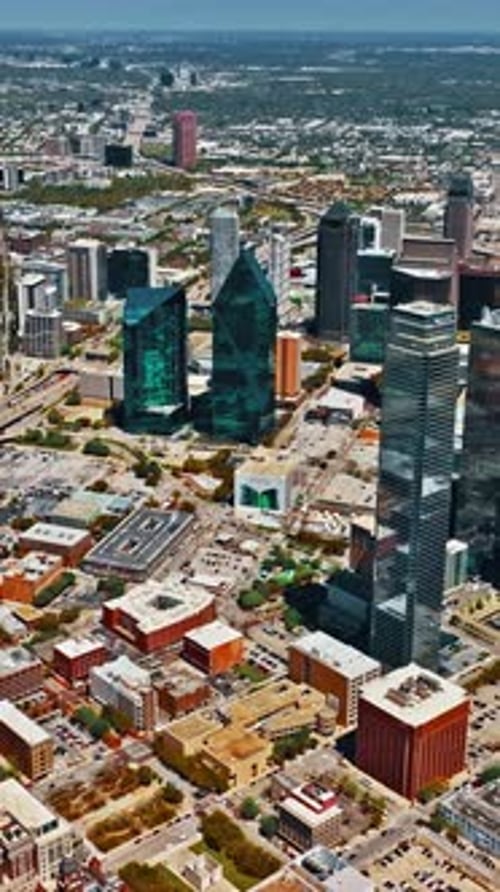Aerial view of Dallas showcasing urban architecture and city layout
