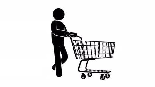 Pictogram man with empty shopping cart