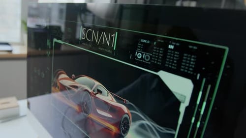 Futuristic Screen Displaying Car Simulation