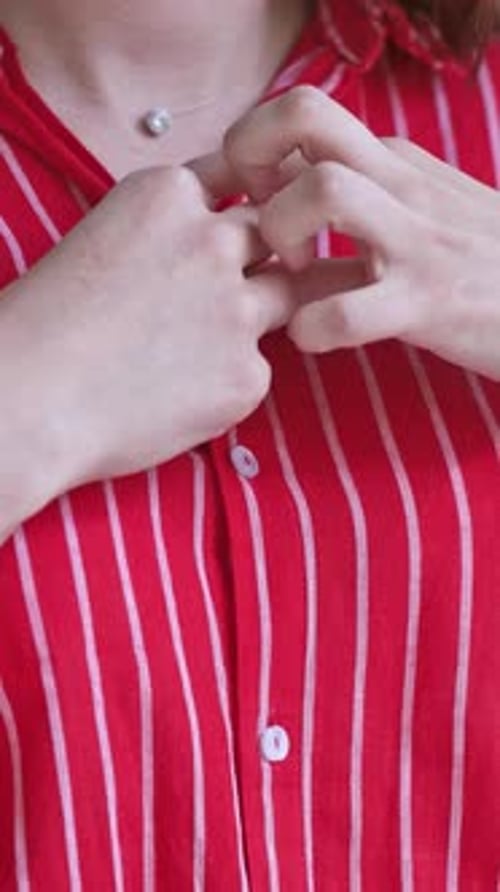 Buttoning Red and White Striped Shirt