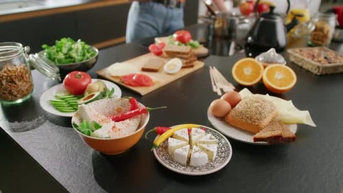 Breakfast Ingredients on a Kitchen Counter