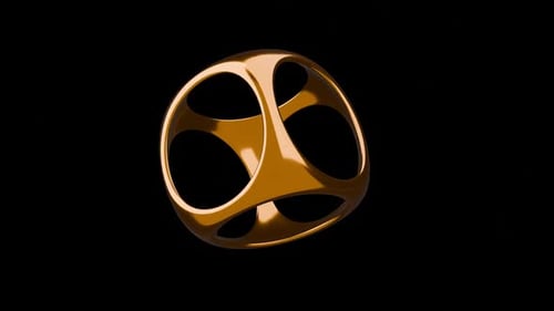 Seamless Golden Geometric Abstract Shape Rotation Loop