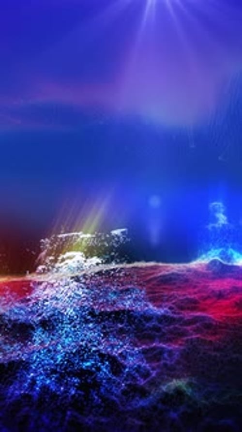 Abstract Futuristic Particle Field with Light Rays