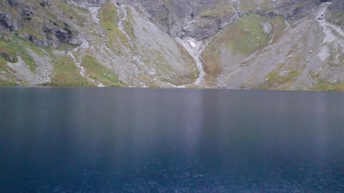 hiking climb high mountain hard steep climb waterfall mountain lake