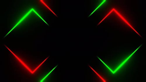 Green And Red Rotating Neon Squares Background Vj Loop In 4K