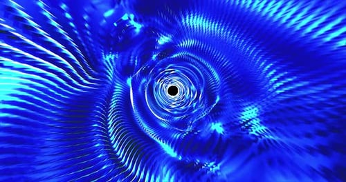 Looped blue metallic futuristic shiny with reflections endless tunnel made of hi-tech materials. Abs