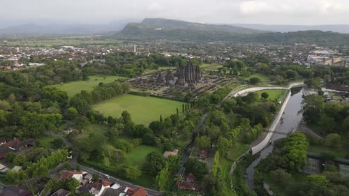 Aerial view hindu temple Prambanan in Yogyakarta, Indonesia.