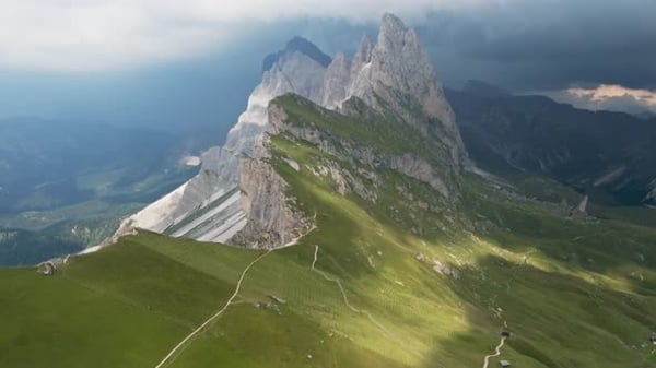 Seceda Mountain ridge from above in the dolemites of Italy, Holidays ...