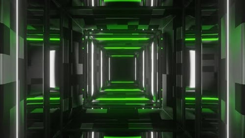 Green And White Neon Mirror Corridor Background Vj Loop In 4K
