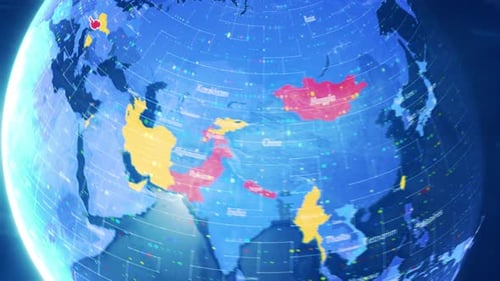Animated Digital Globe with Country Highlight Zoom