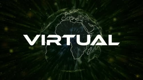 conceito de texto virtual em fundo de partículas de ficção científica. Animação de partículas de pontos. Vd\_1609