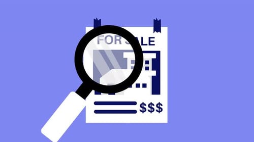 Flat Design Animation of Real Estate For Sale Search