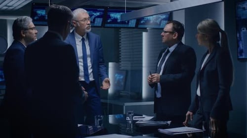 Group of colleagues meeting in a modern office