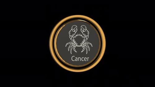 3D Rotating Gold Cancer Zodiac Medallion