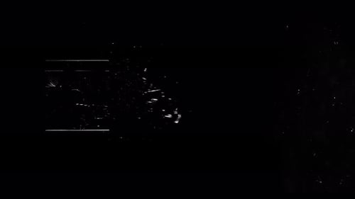 Fragment Collection: Effect of shards of glass falling down from a square glass placed on top side o