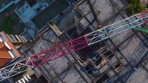 Aerial View of Crane on Construction Site