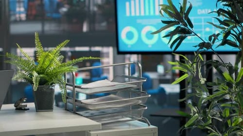 Business Work Environment with Empty Open Space and Modern Furniture