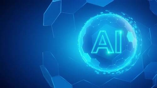 Futuristic Glowing AI Sphere with Digital Hexagonal Network