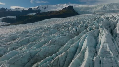 Aerial view of Svinafellsjokull Glacier, Austurland, Iceland.