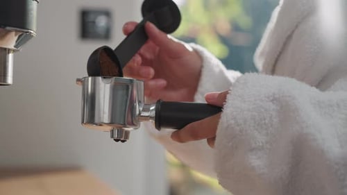 Preparing Coffee at Home in the Morning