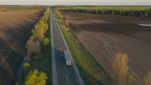 Road Truck Traffic Sunrise Highway Field Sunset Industry Transport Life