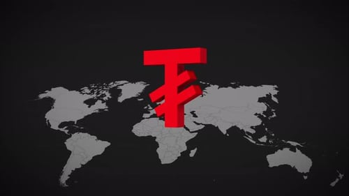 Futuristic 3D Digital Currency Symbol Animation Over World Map