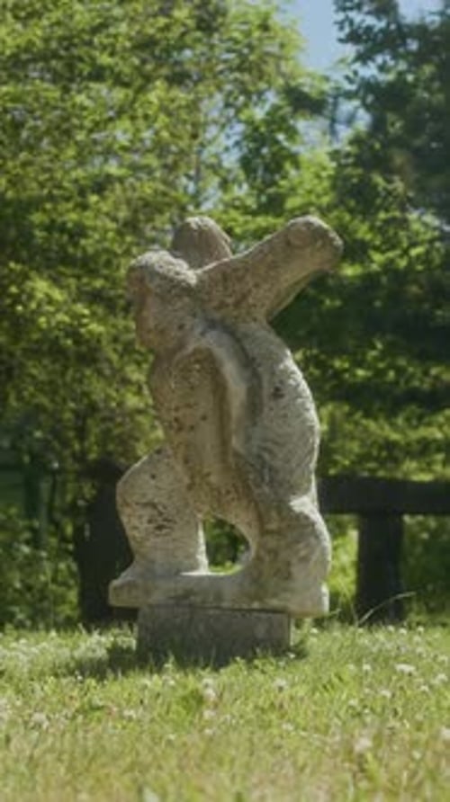 Vertical of Stone Pieces of Art in Sculptor Garden
