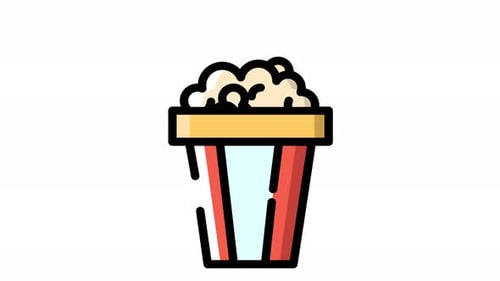 Animated Flat Design Popcorn Bucket Icon