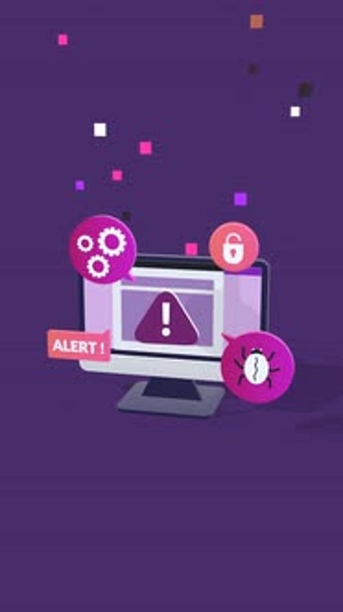 Animated Modern Cyber Security Alerts on a Computer Monitor
