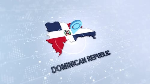 Dominican Republic 3D Map Flag Location Pin Animation