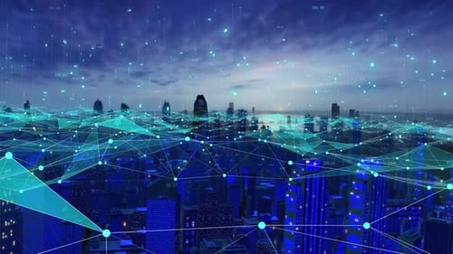 Future Tech City And 5g Wireless Network Communication