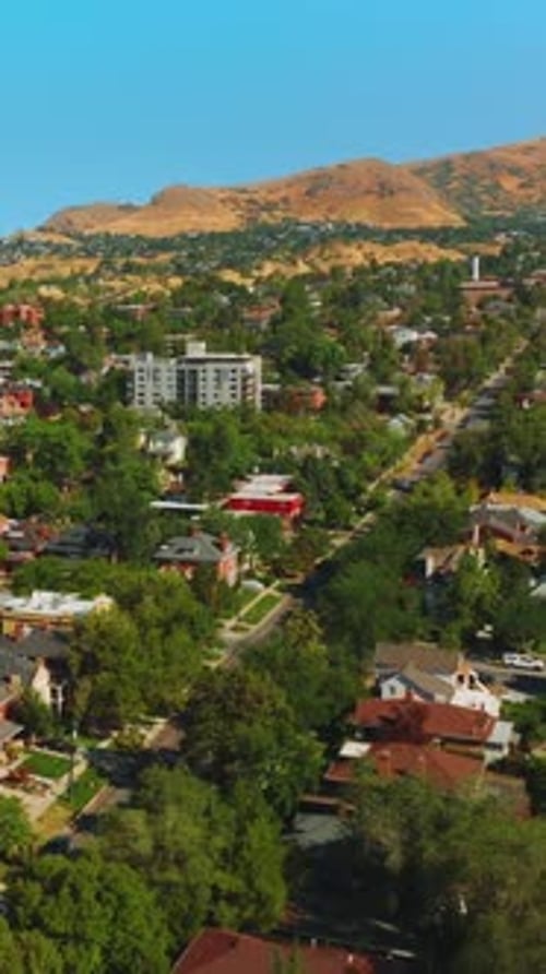 Beautiful sunny city built near the bare mountain. Magnificent State Capitol Building