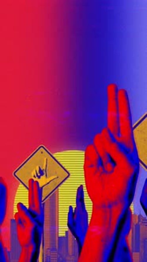 Two Fingers Hands Portrait Abstract Background Loop