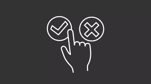 Animated Hand Cursor Clicking Checkmark and X Icons