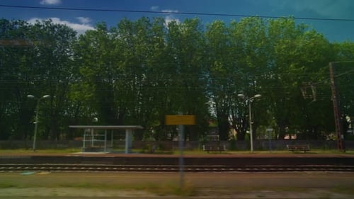 View From the Window of High Speed Train Beautiful Trip with Countryside Scenery Clouds A View of